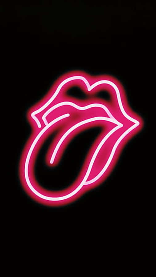The Rolling Stones Neon Logo On A Black Background Wallpaper