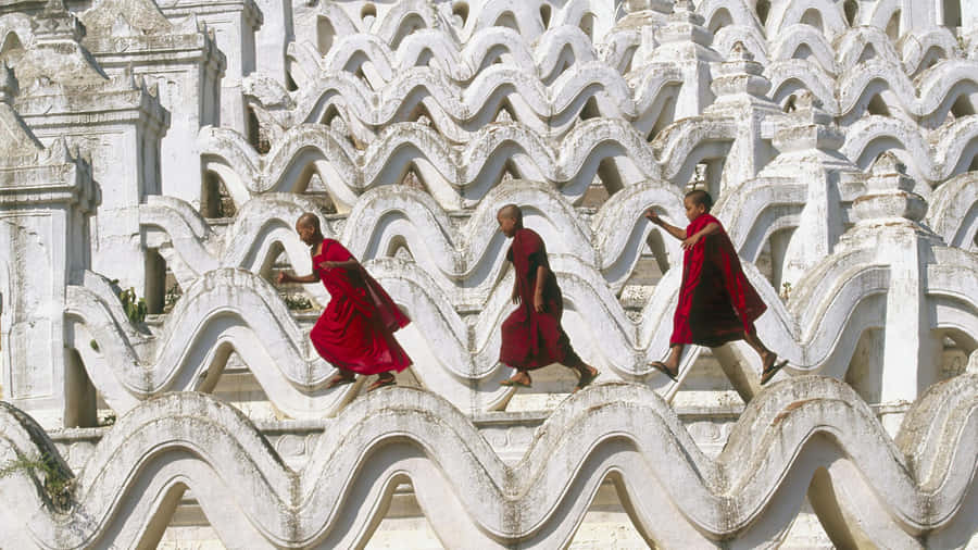 The Stunning Hsinbyume Pagoda Near Mandalay Wallpaper