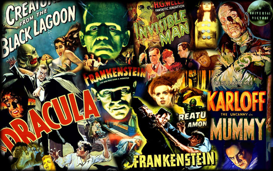 The Terrifying Universal Monsters Film Poster Wallpaper