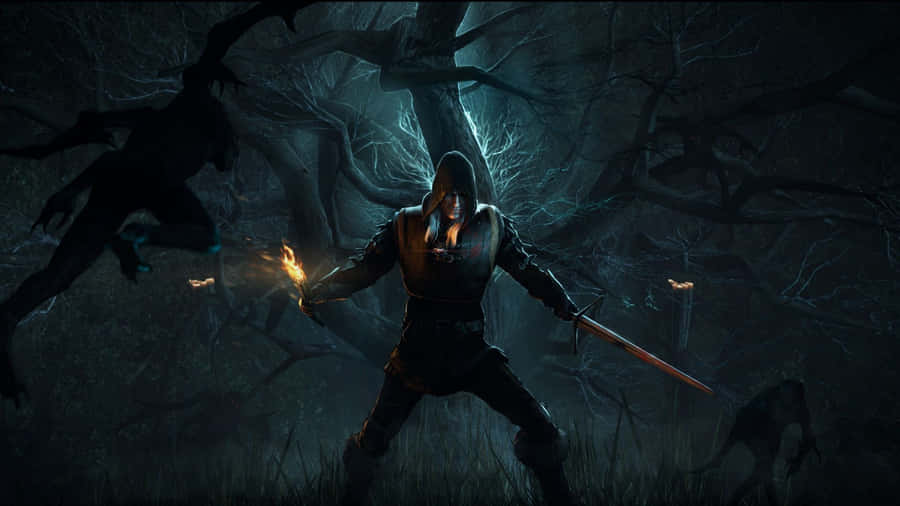 The Witcher 1920x1080 Geralt Spooky Tree Wallpaper