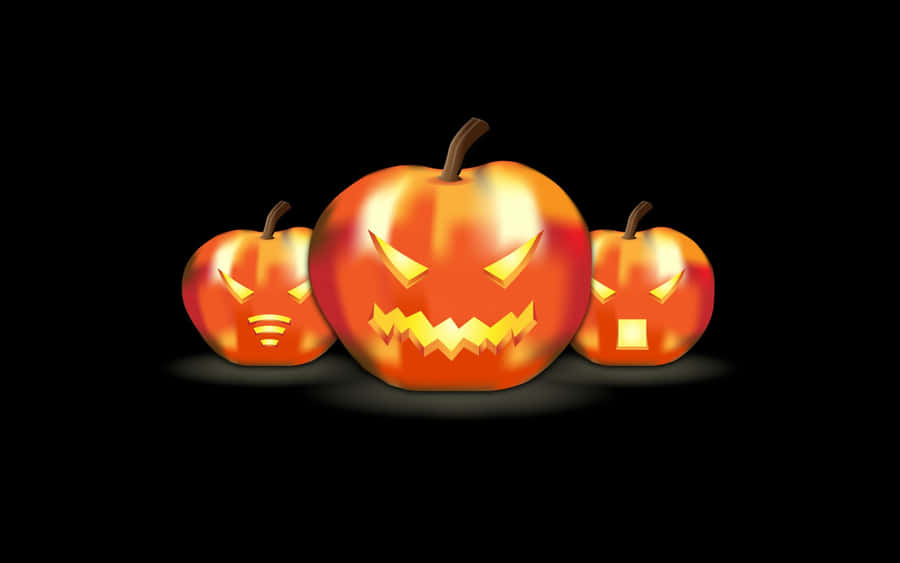 Three Horrific Pumpkins Simple Halloween Wallpaper