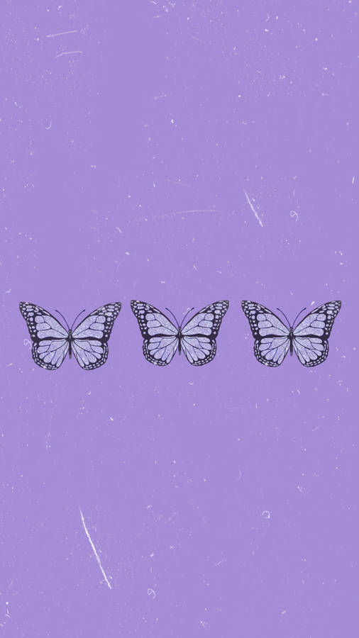 Three Purple Butterfly Phone Background Wallpaper