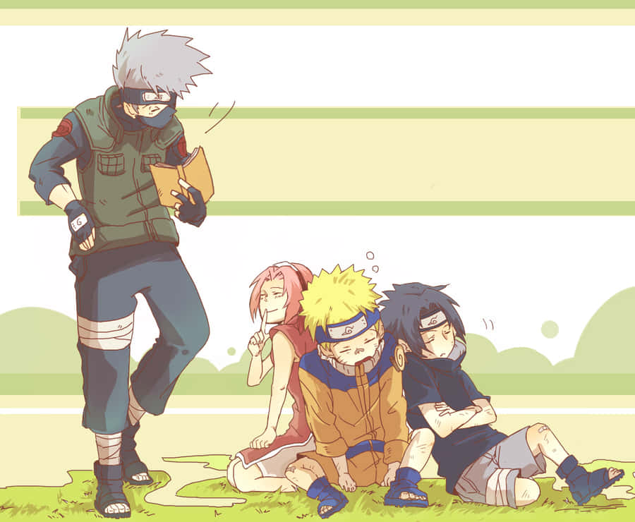 Three's Company - Kakashi, Naruto, And Sasuke Team Up Wallpaper