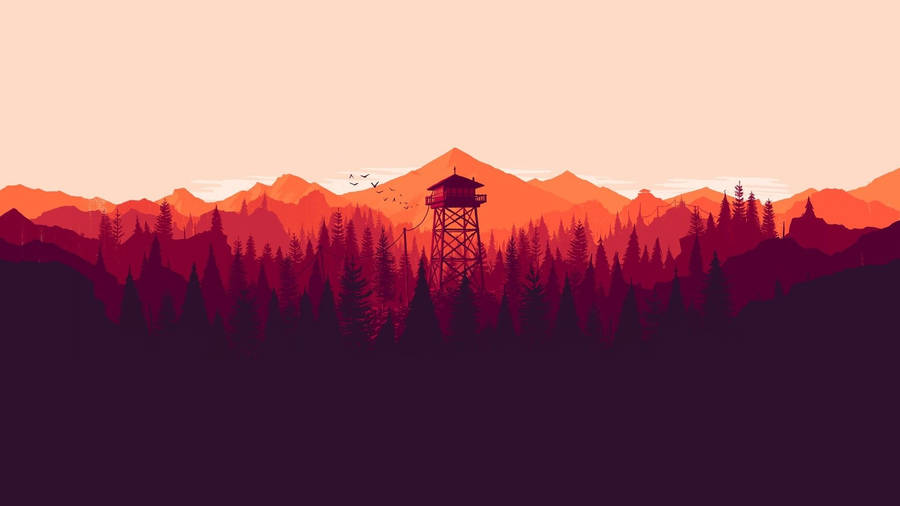 Tiny House In A Forest As A Minimalist Nature Wallpaper