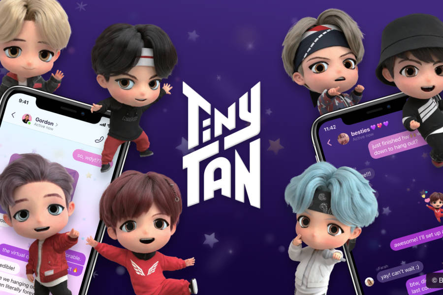 Tiny Tan Bts With Mobile Devices Wallpaper