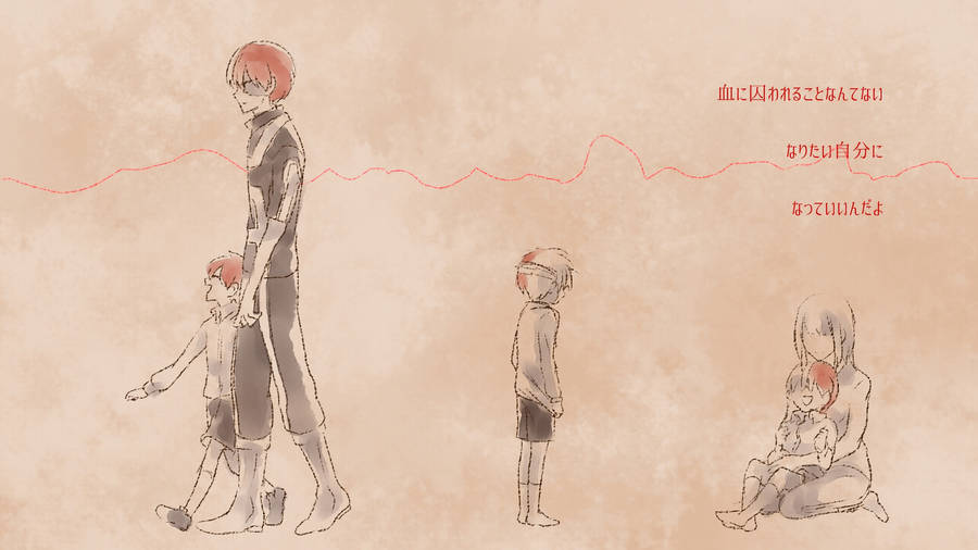 Todoroki Family Sketch Art Wallpaper