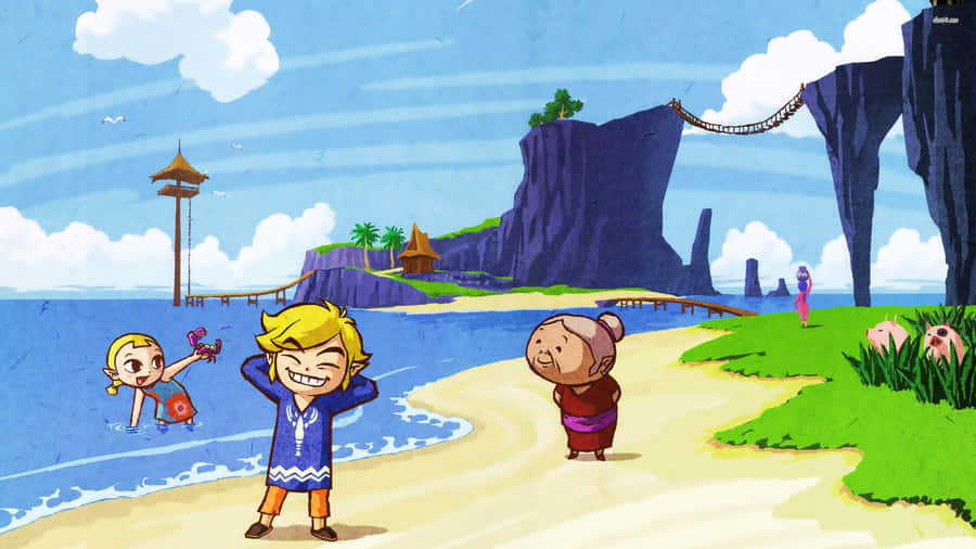 Toon Link At The Beach Wallpaper