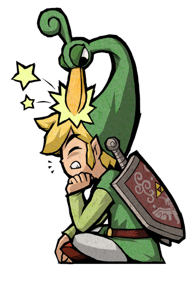 Toon Link Sitting On His Crossed Legs Wallpaper