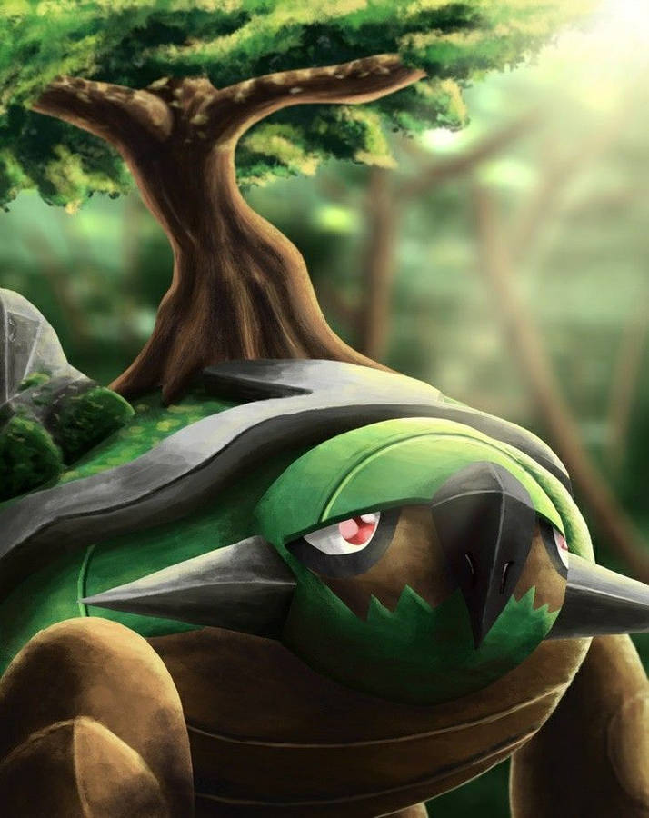 Torterra Looking Up At The Sun Wallpaper
