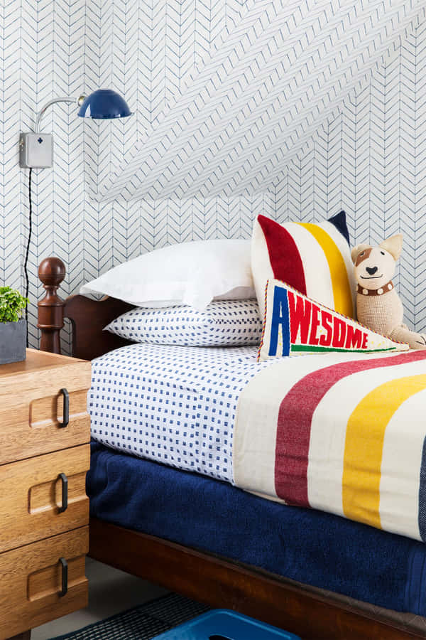 Toy Dog In Kids Bed Wallpaper