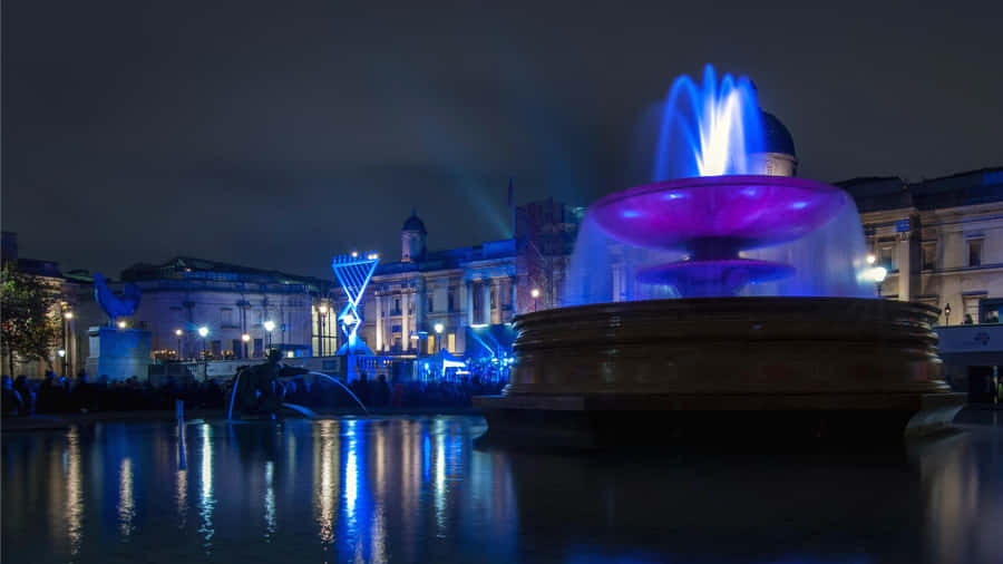 Trafalgar Square Neon Fountain Wallpaper