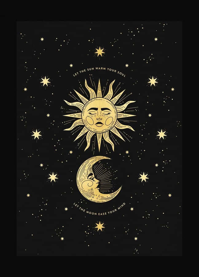 Tranquil Sun And Moon Aesthetic Wallpaper