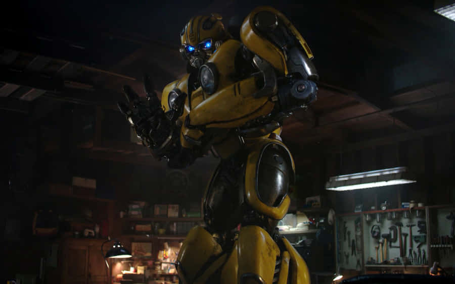 Transformers Bumblebee Posing In A Room Wallpaper