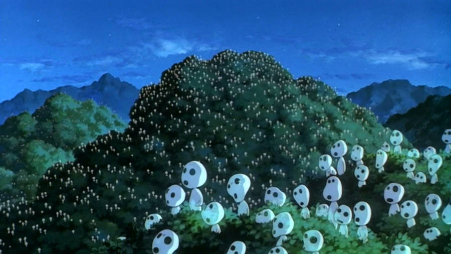 Tree Spirits In The Forest Of Princess Mononoke Wallpaper