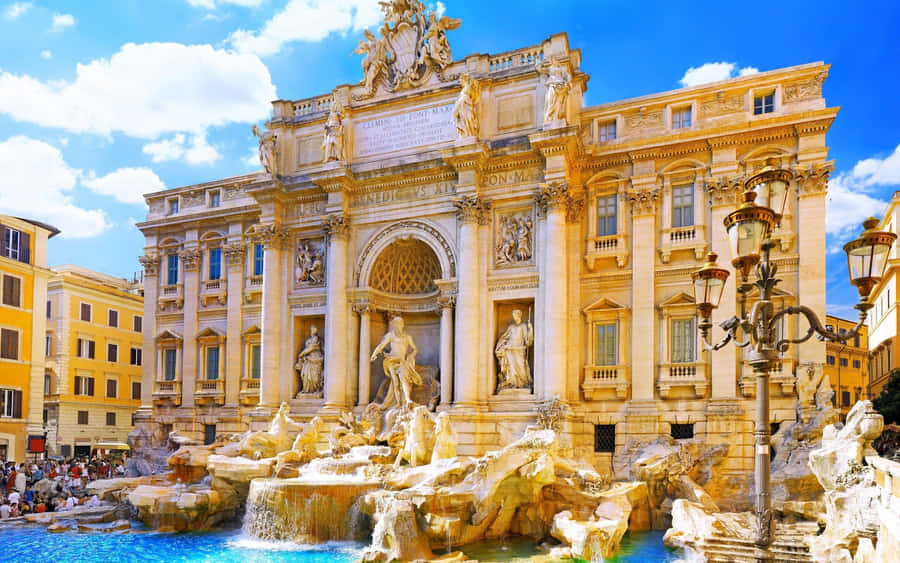 Trevi Fountain Ancient Roman Desktop Wallpaper