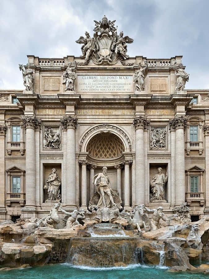 Trevi Fountain Tourist Attraction In Italy Wallpaper