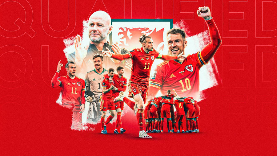 Triumphant Wales National Football Team After Qualification Wallpaper