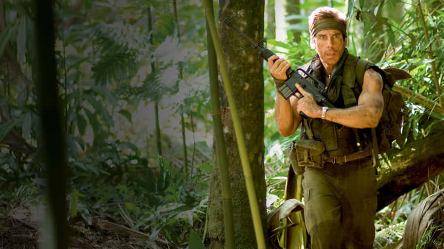 Tropic_ Thunder_ Character_ In_ Jungle Wallpaper