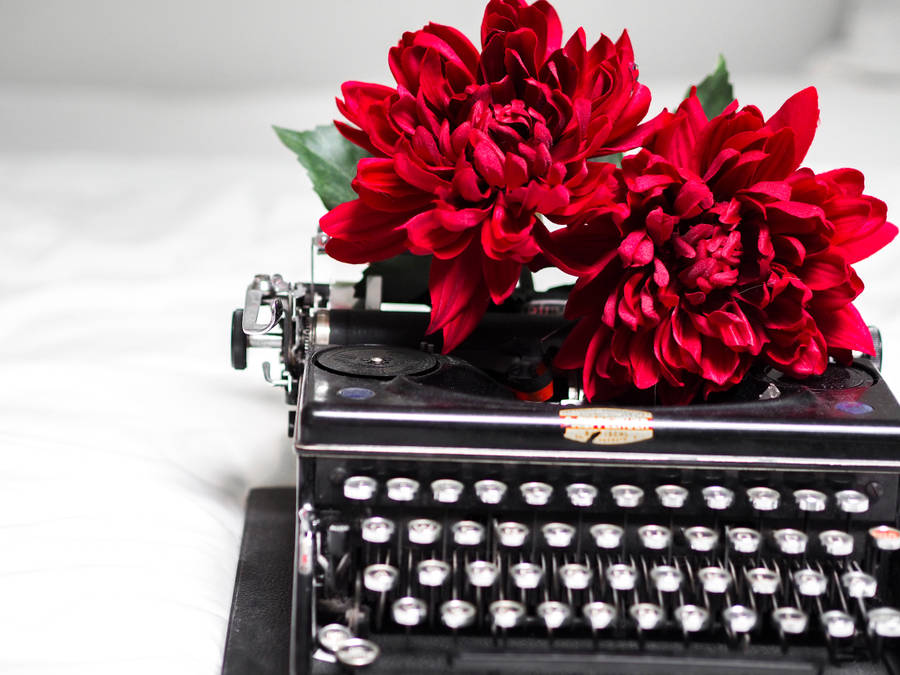 Tumblr Red Flowers And Typewriter Wallpaper
