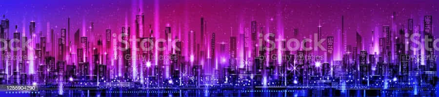 Turn On The Vibrant Night With A Purple Neon Aesthetic Computer Wallpaper