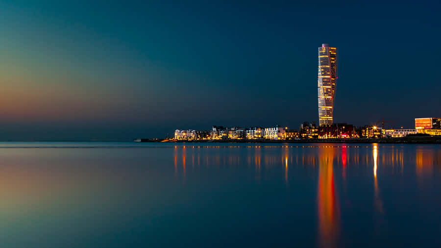 Turning Torso Malmo Skyline Night Wallpaper