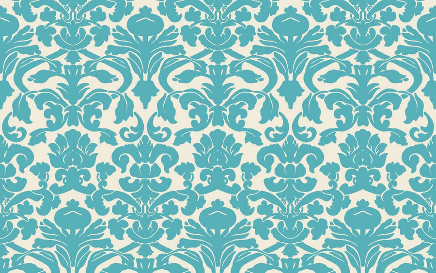 Turquoise Victorian Floral Pattern Wallpaper