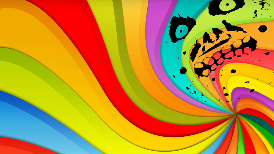 Twisted Spectrum Stripes With Face Wallpaper