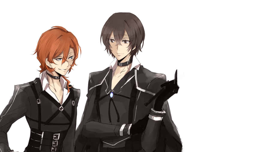 Two Anime Characters Standing Next To Each Other Wallpaper