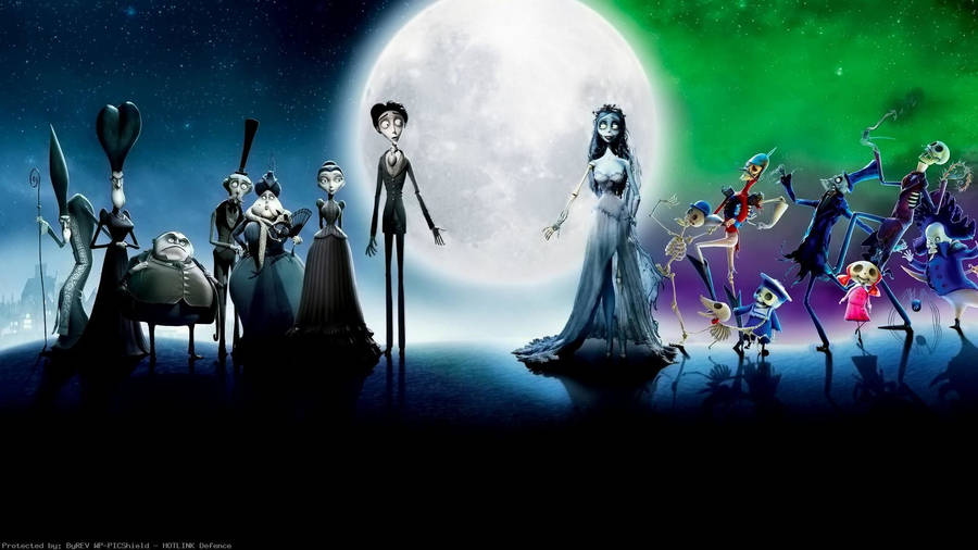 Two Lovebirds Of Halloween — Jack Skellington And Emily From The Nightmare Before Christmas And Corpse Bride Wallpaper