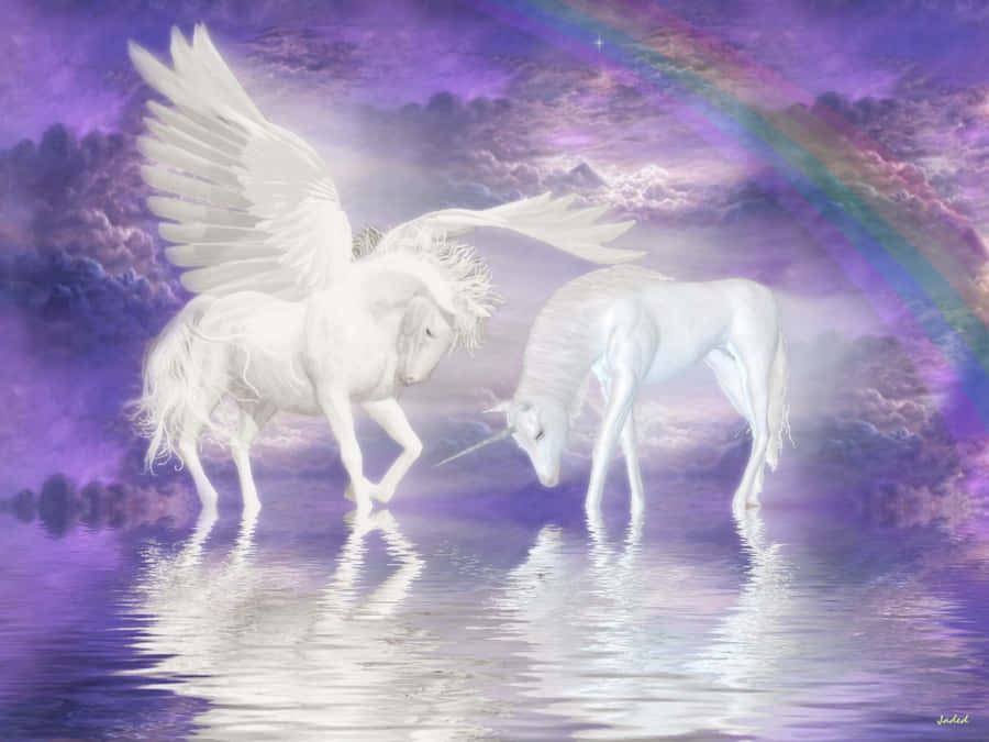 Two Magical Unicorns Wallpaper