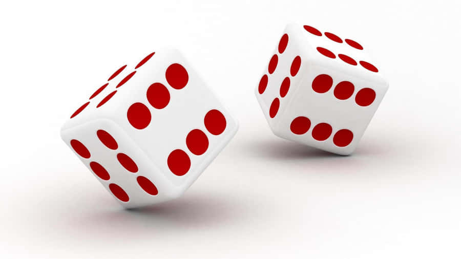 Two Red Dice Tossed White Background Wallpaper