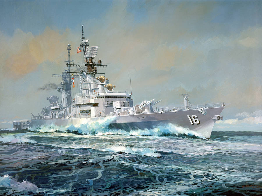 U S Navy Ship #16 Painting Wallpaper