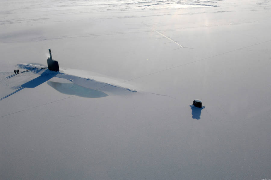 U S Navy Submarine Breaking Through Ice Wallpaper