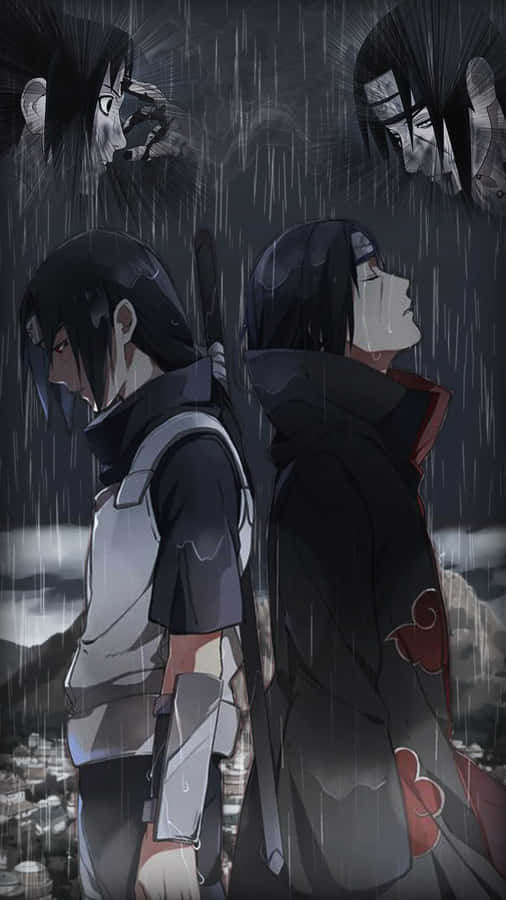 Uchiha Under Rain Naruto Aesthetic Phone Wallpaper