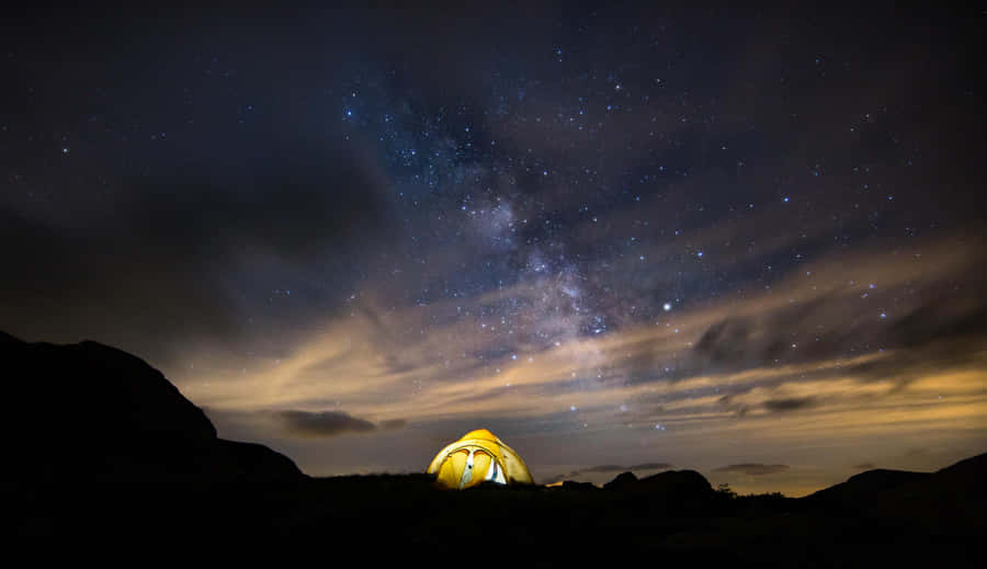 Under The Milky Way Camping Desktop Wallpaper