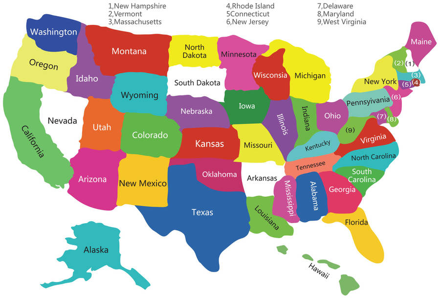 United States Map Country Colors And Border Wallpaper