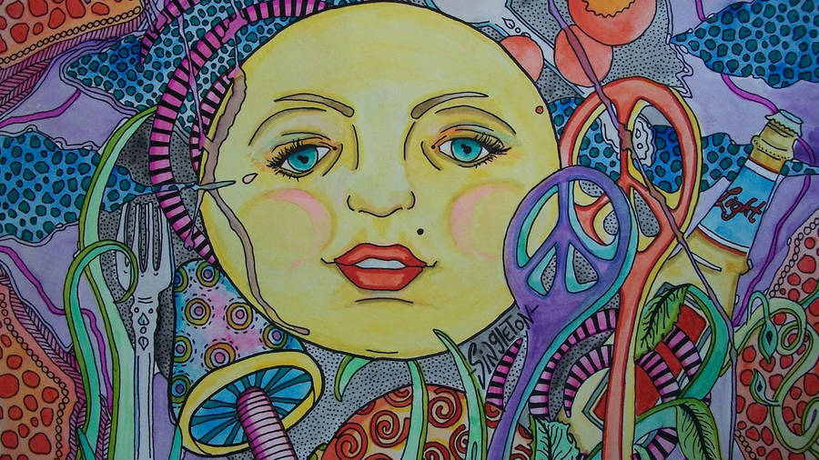 Unlock Another Realm Of Existence With This Captivating Trippy Face. Wallpaper