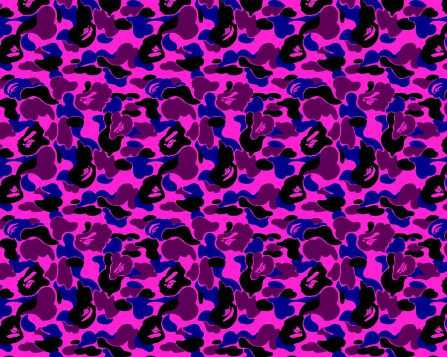 Up Your Streetwear Game With The Trendy Bape Blue And Purple Camo. Wallpaper