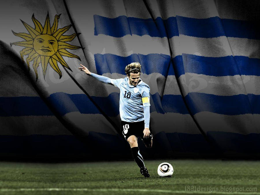 Uruguay National Football Team Diego Forlán Flag Wallpaper