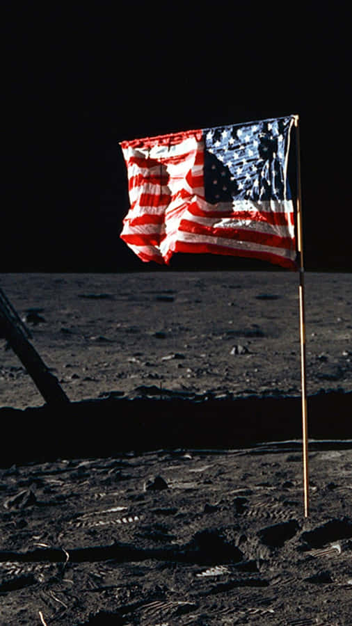 Usa Iphone Flag On The Moon Wallpaper
