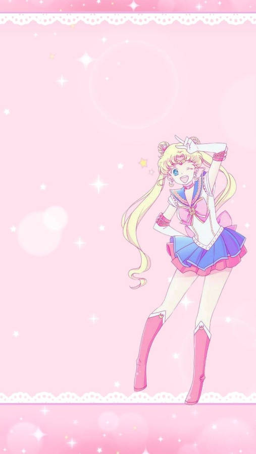 Usagi Strikes A Cute Pose Sailor Moon Iphone Wallpaper