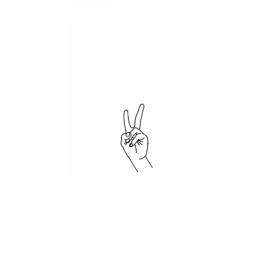 V-sign In Cute White Aesthetic Wallpaper