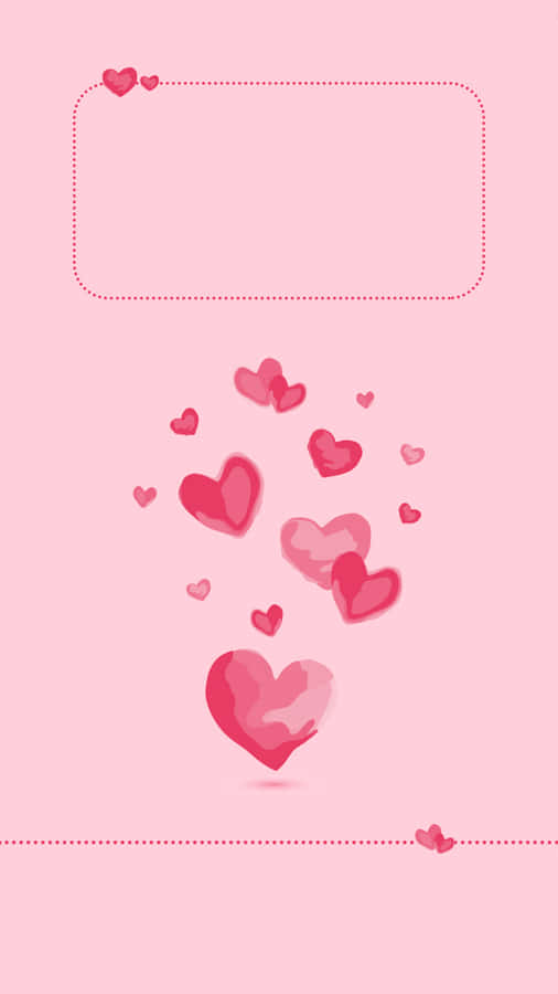 Valentine's Day Card With Hearts On Pink Background Wallpaper