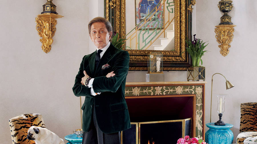 Valentino Garavani Posing In His Home Wallpaper