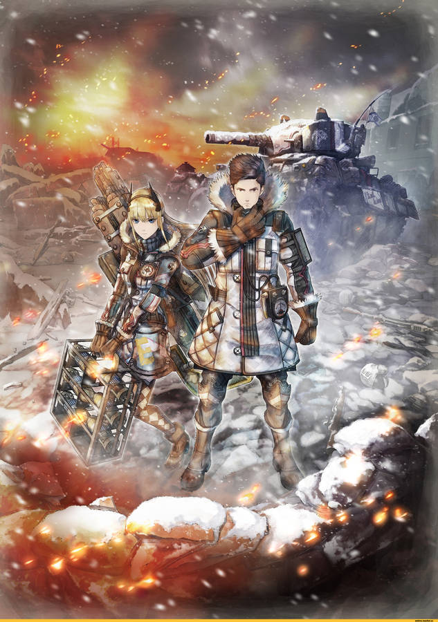Valkyria Chronicles Protagonists - Claude And Riley Wallpaper