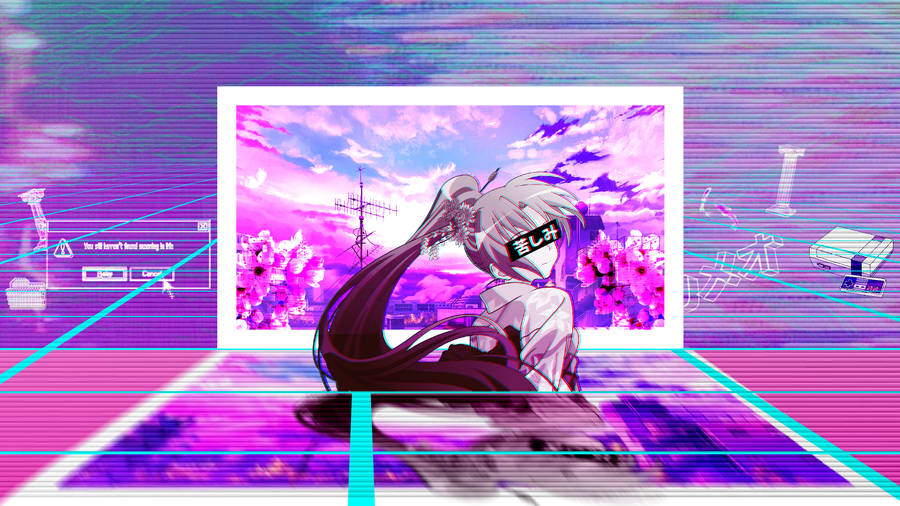 Vaporwave Anime Girl Aesthetic Pfp Wallpaper