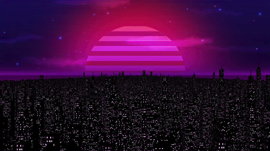 Vaporwave Sunset Cityscape4 K U H D Wallpaper