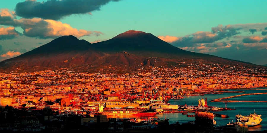 Vesuvio Volcano Beautiful Colors Italy Wallpaper