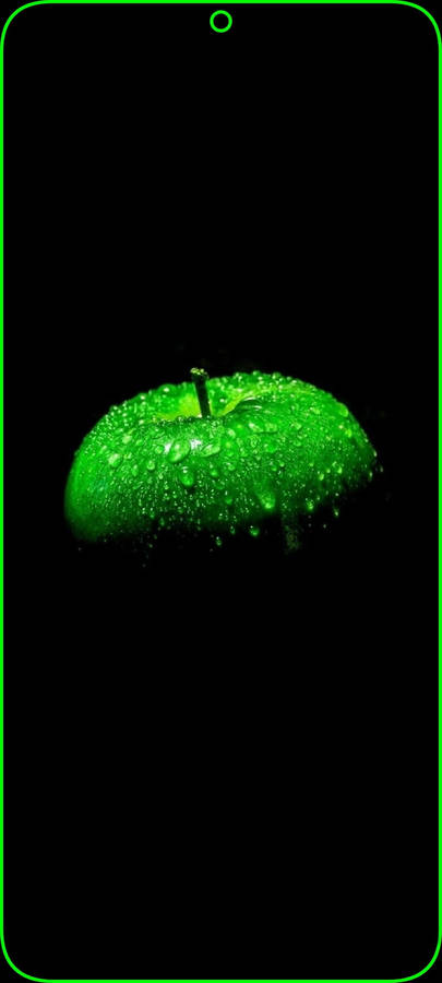 Vibrant Green Apple On Redmi Note 9 Punch Hole Display Wallpaper