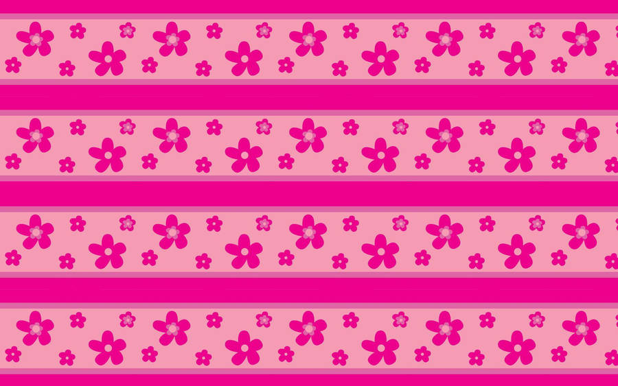 Vibrant Hot Pink Flower Amidst Lines Pattern Wallpaper